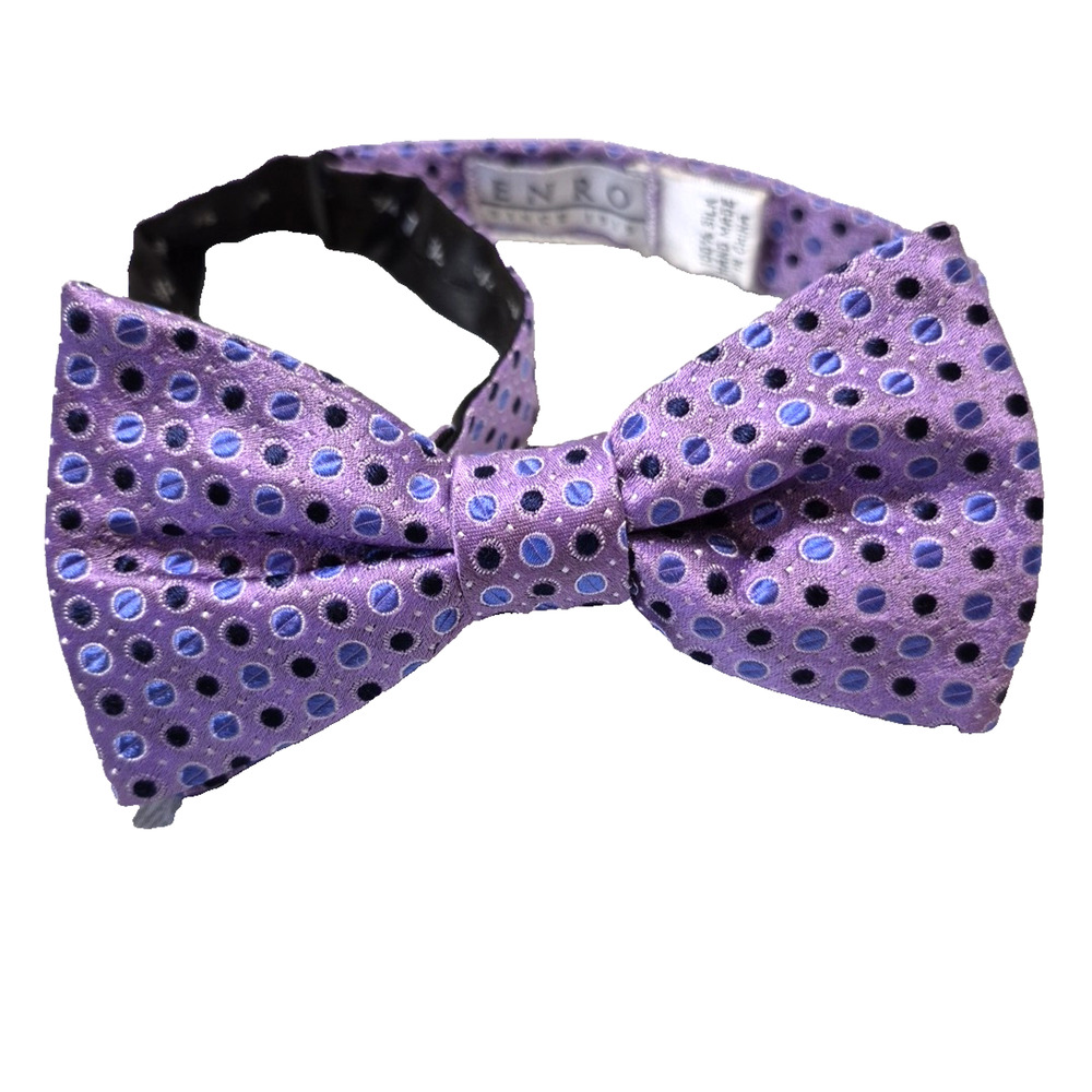 Enro Mens Bowtie Designer Purple Circle Design Adjustable Formal Wedding Work